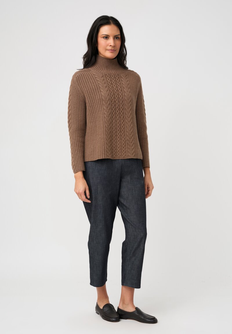 'S Max Mara Cashmere Blend Cable Knit Polo Neck Sweater