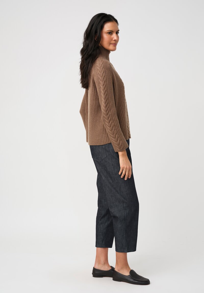 'S Max Mara Cashmere Blend Cable Knit Polo Neck Sweater