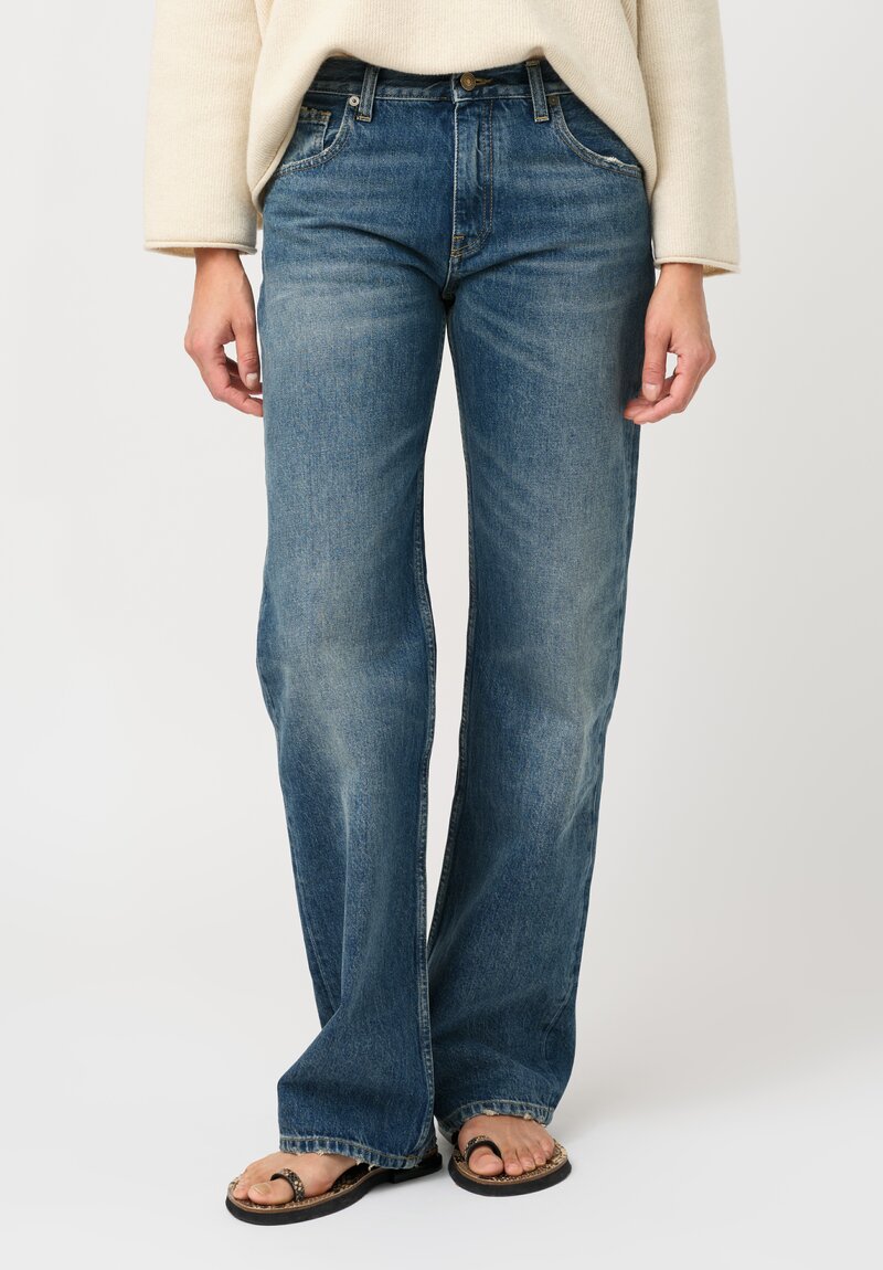 Alanui Cotton Denim Blue Moon Straight Leg Jeans
