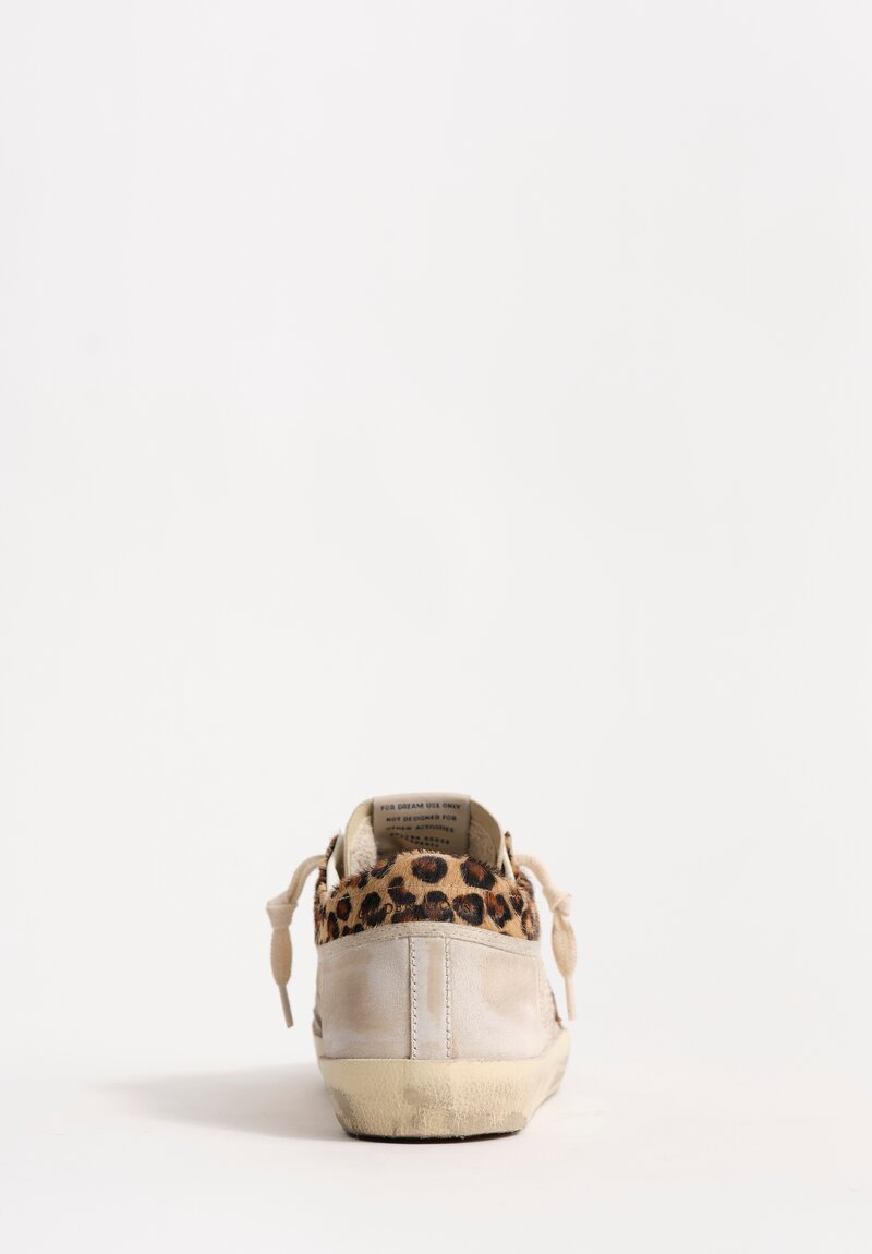 Golden Goose Leopard Print Horse Hair Collared Leather & Suede Super-Star Sneakers