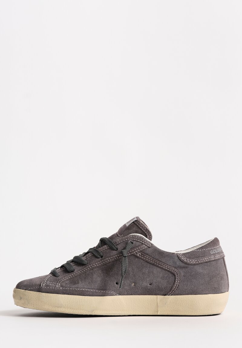 Golden Goose Suede & Glitter Star Super-Star Sneakers in Wolf Grey