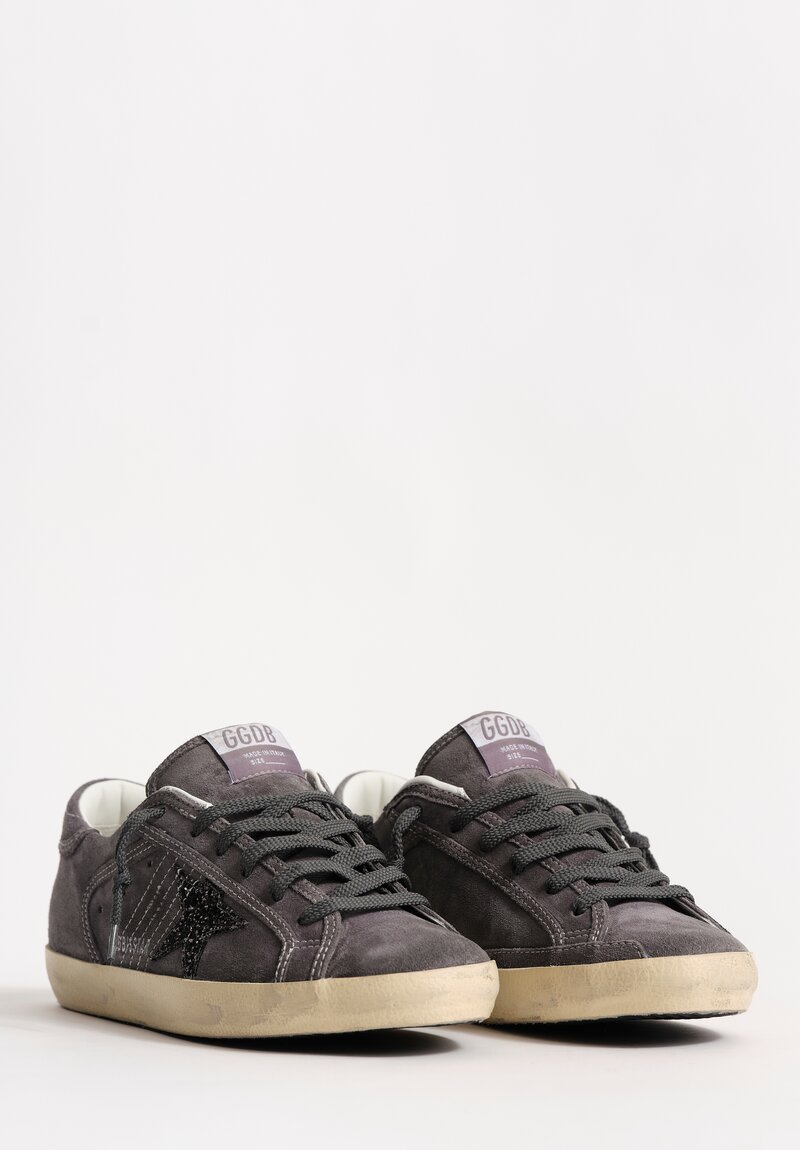 Golden Goose Suede & Glitter Star Super-Star Sneakers in Wolf Grey