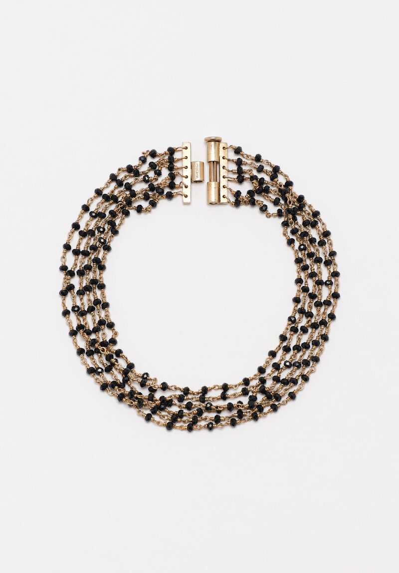 Anaconda 19K, 18K White Gold Chain & Black Spinel Rosary Bracelet 6.25"