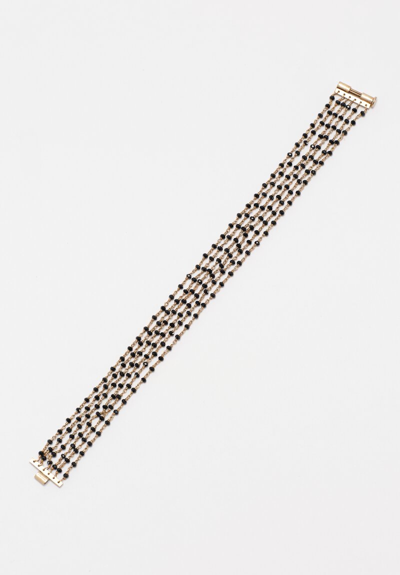 Anaconda 19K, 18K White Gold Chain & Black Spinel Rosary Bracelet 6.25"