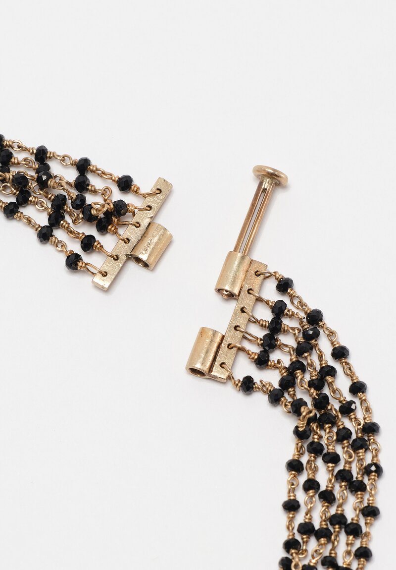 Anaconda 19K, 18K White Gold Chain & Black Spinel Rosary Bracelet 6.25"