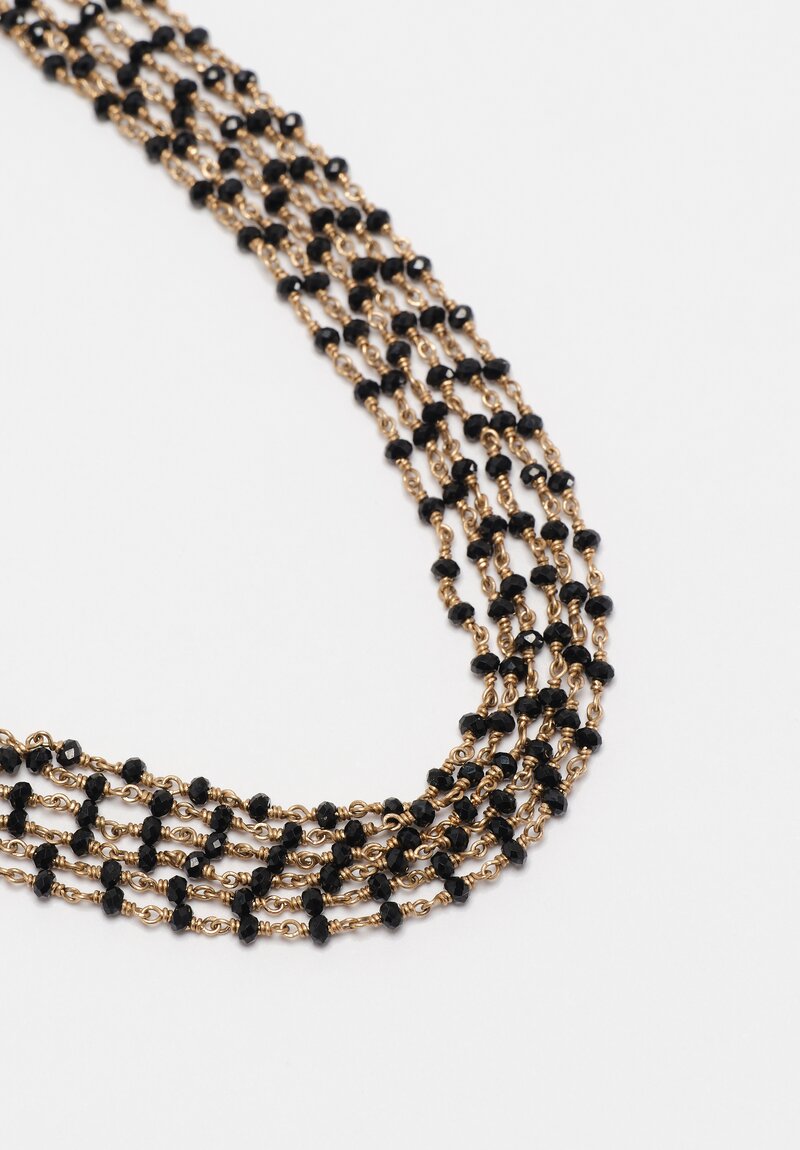 Anaconda 19K, 18K White Gold Chain & Black Spinel Rosary Bracelet 6.25"