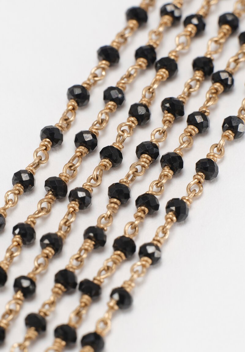 Anaconda 19K, 18K White Gold Chain & Black Spinel Rosary Bracelet 6.25"