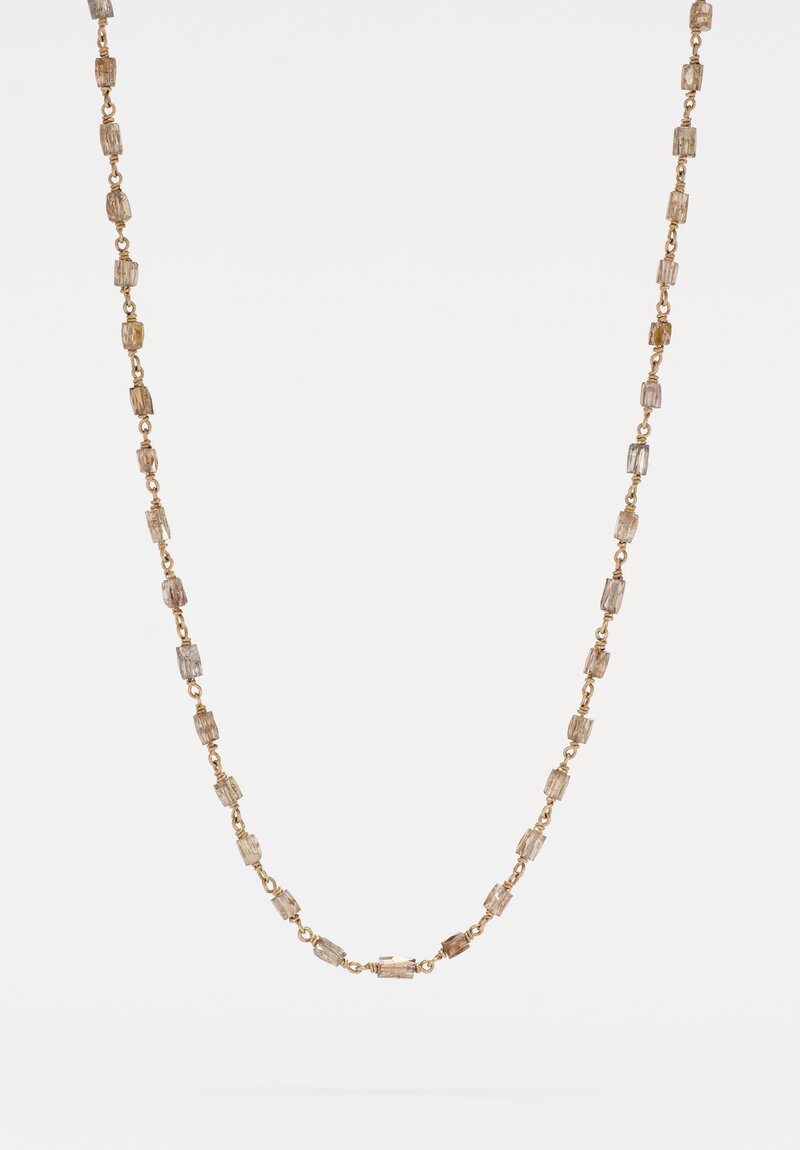 Anaconda 18K Rose & White Gold & Champagne Tube Diamond Micro Rosario Necklace