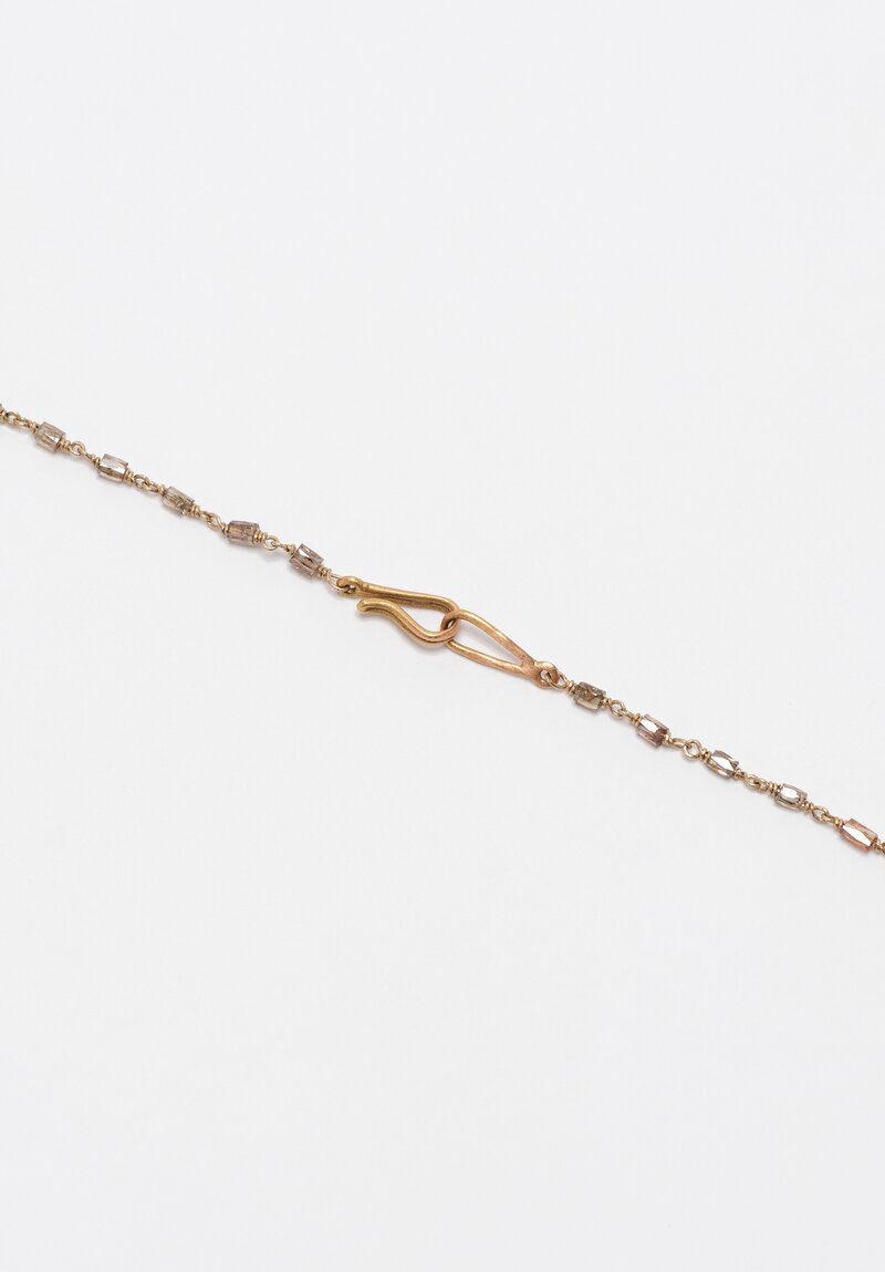 Anaconda 18K Rose & White Gold & Champagne Tube Diamond Micro Rosario Necklace