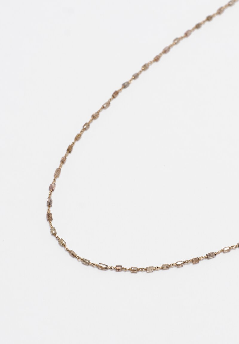 Anaconda 18K Rose & White Gold & Champagne Tube Diamond Micro Rosario Necklace