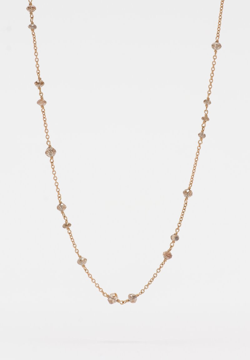 Anaconda 18K White Gold Chain & Champagne Diamond Glitter Necklace 16.25 4.54