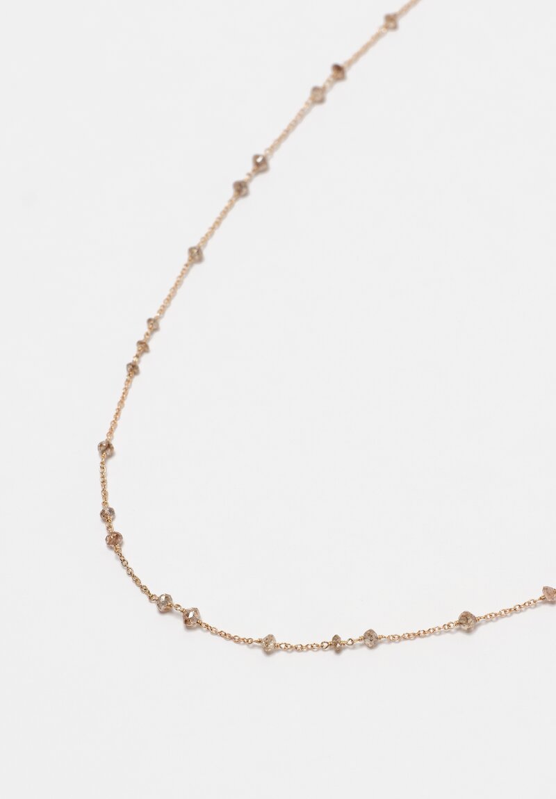 Anaconda 18K White Gold Chain & Champagne Diamond Glitter Necklace 16.25 4.54