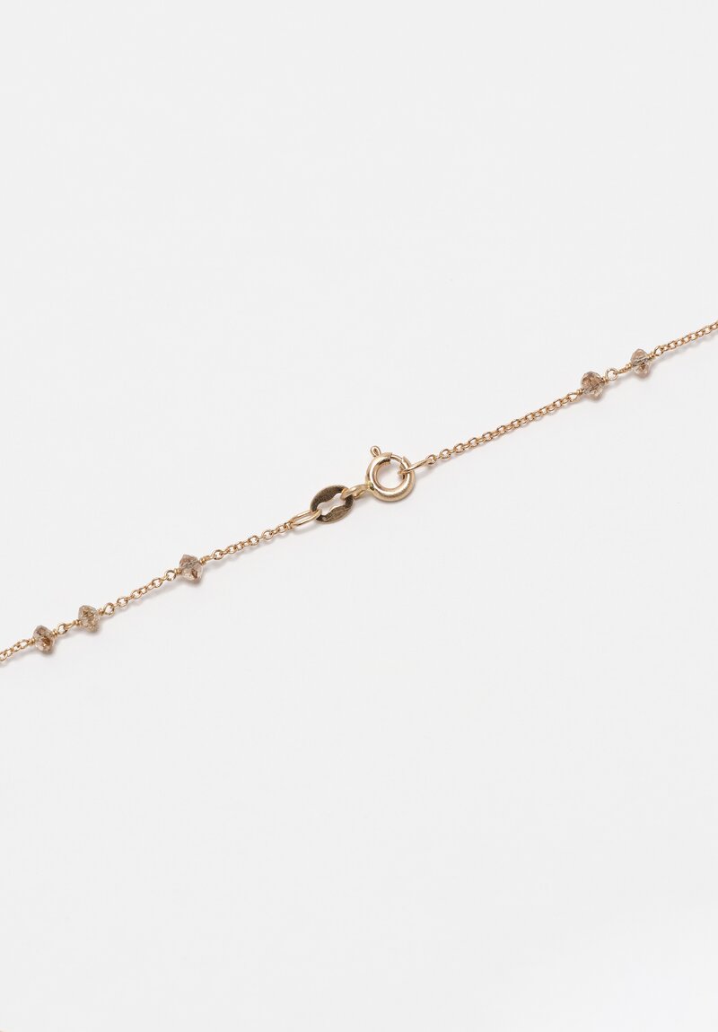 Anaconda 18K White Gold Chain & Champagne Diamond Glitter Necklace 16.25 4.54