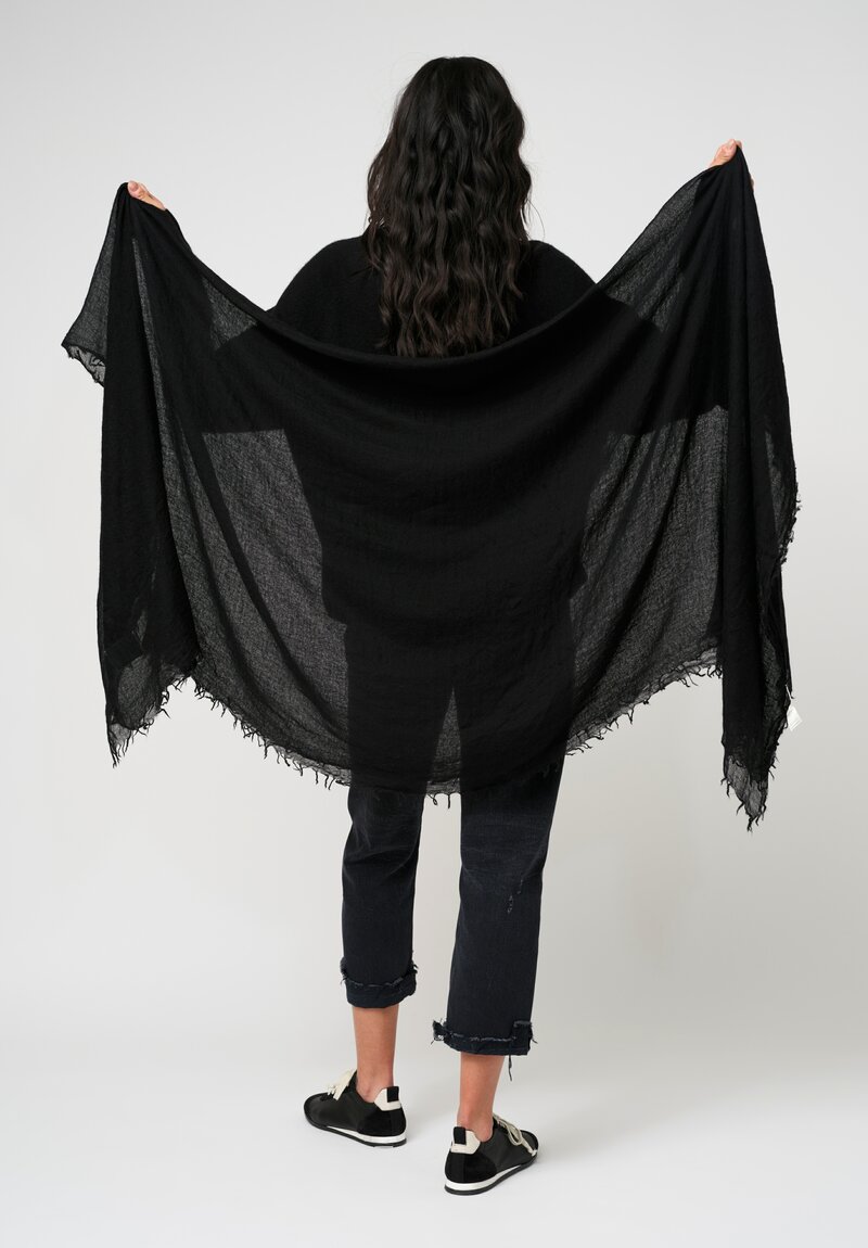 Frenckenberger Cashmere Woven Mono Scarf Black