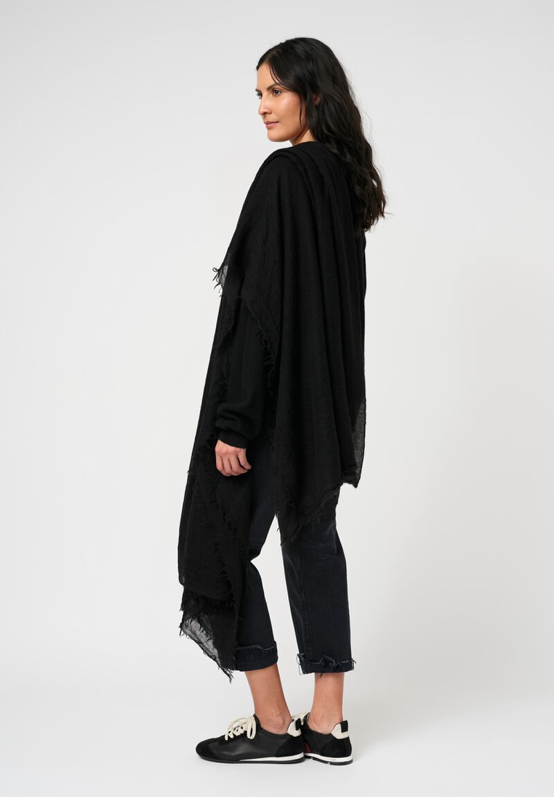 Frenckenberger Cashmere Woven Mono Scarf Black