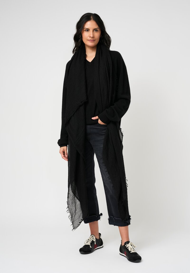 Frenckenberger Cashmere Woven Mono Scarf Black