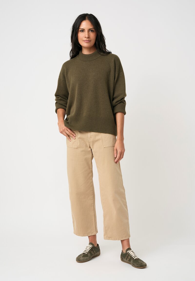 Eskandar Cashmere High Neck Ribbed Edge Sweater in Antique Bronze