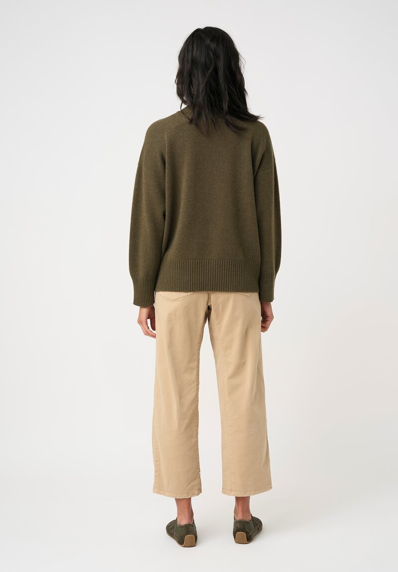Eskandar Cashmere High Neck Ribbed Edge Sweater in Antique Bronze