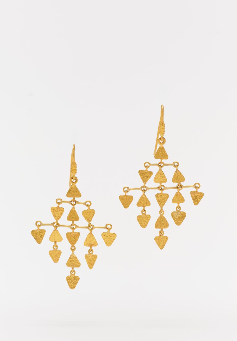 Ara Collection Hammered 24K Gold Triangle Chandelier Earrings 2"