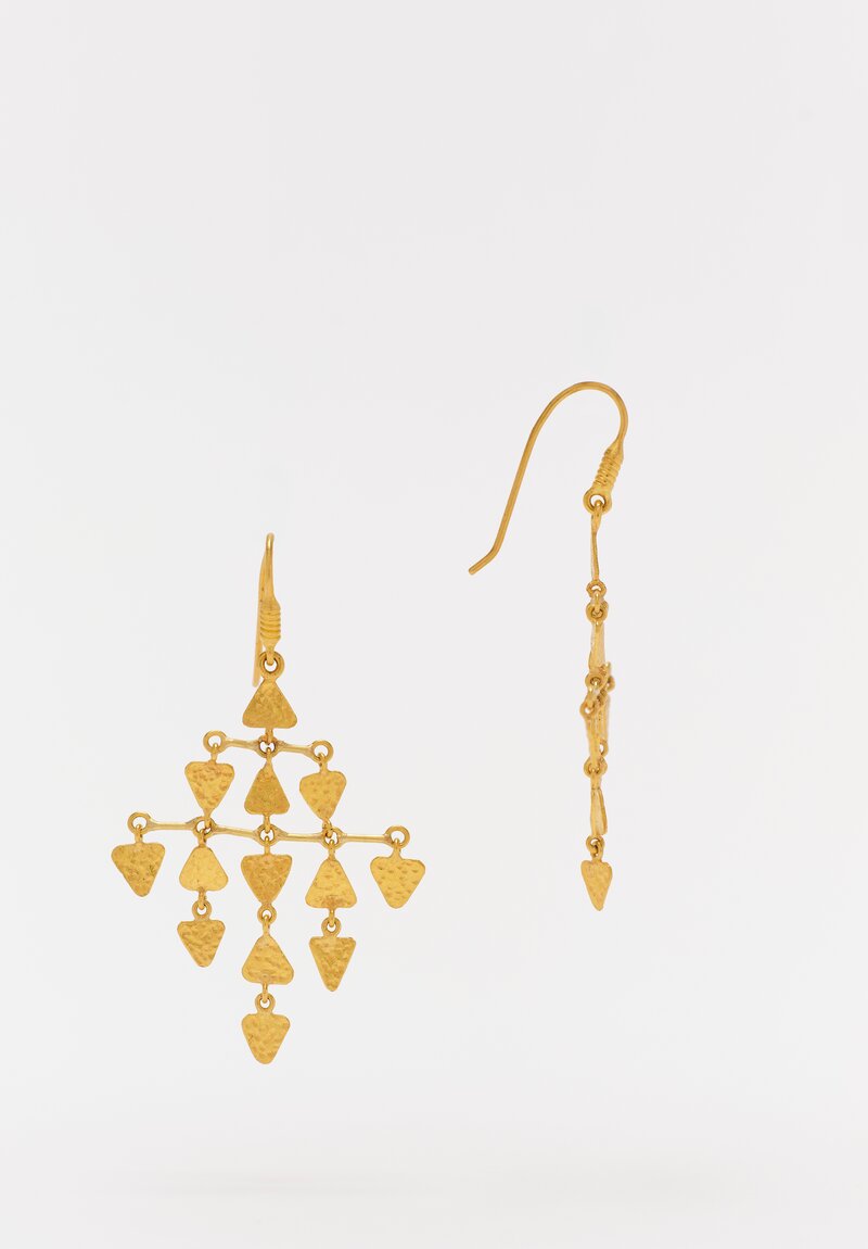 Ara Collection Hammered 24K Gold Triangle Chandelier Earrings 2"