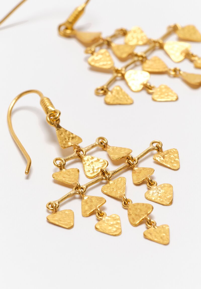 Ara Collection Hammered 24K Gold Triangle Chandelier Earrings 2"