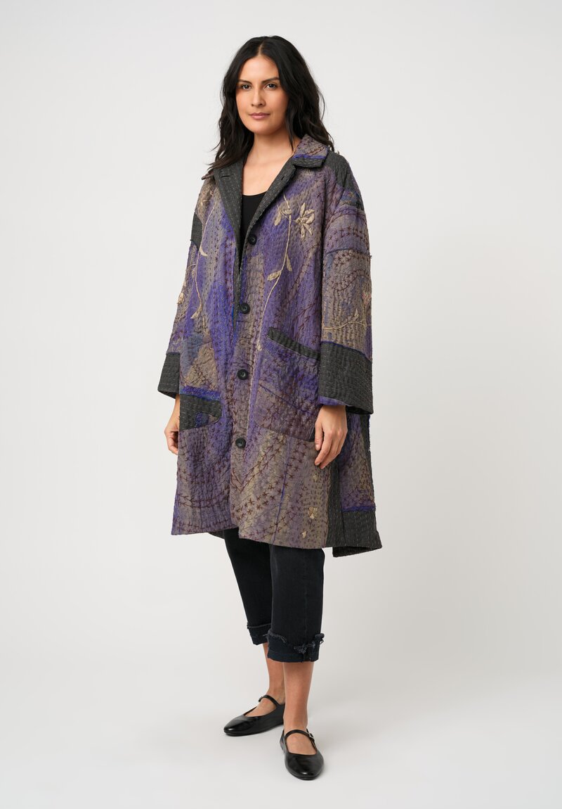 By Walid Antique Silk Blend Wadded Georgina Kimono Coat