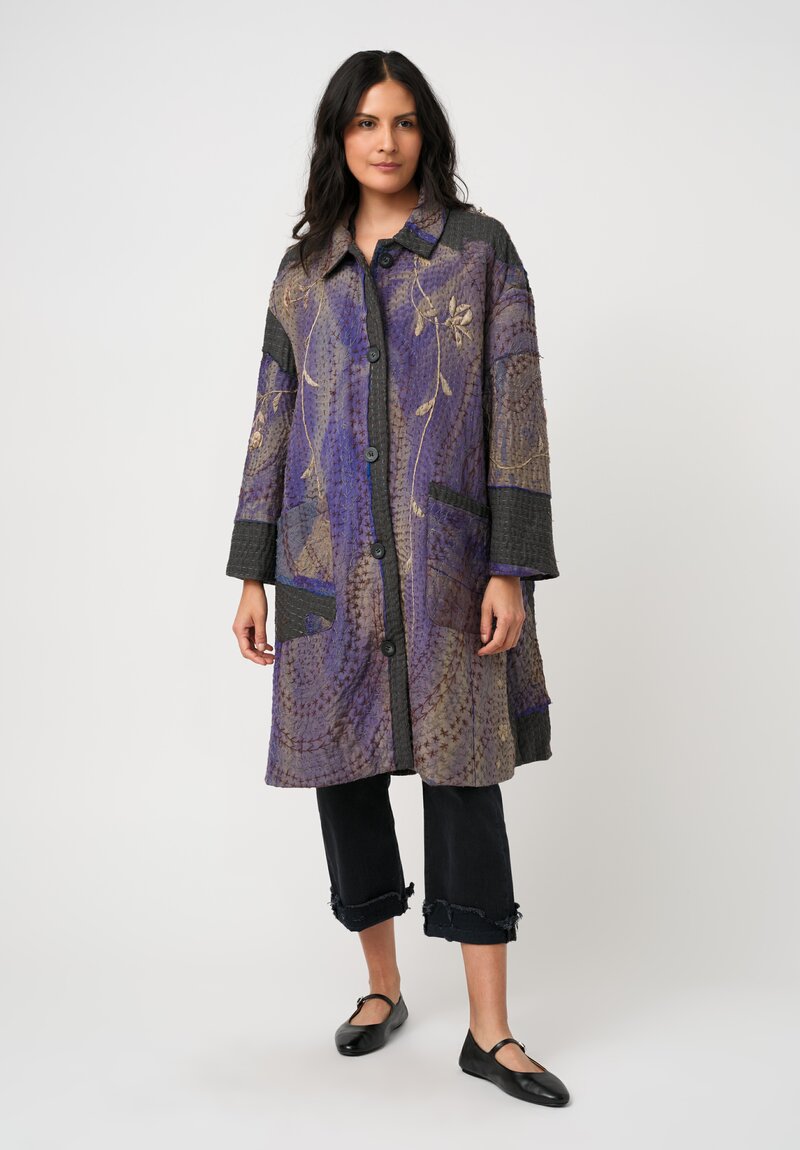 By Walid Antique Silk Blend Wadded Georgina Kimono Coat