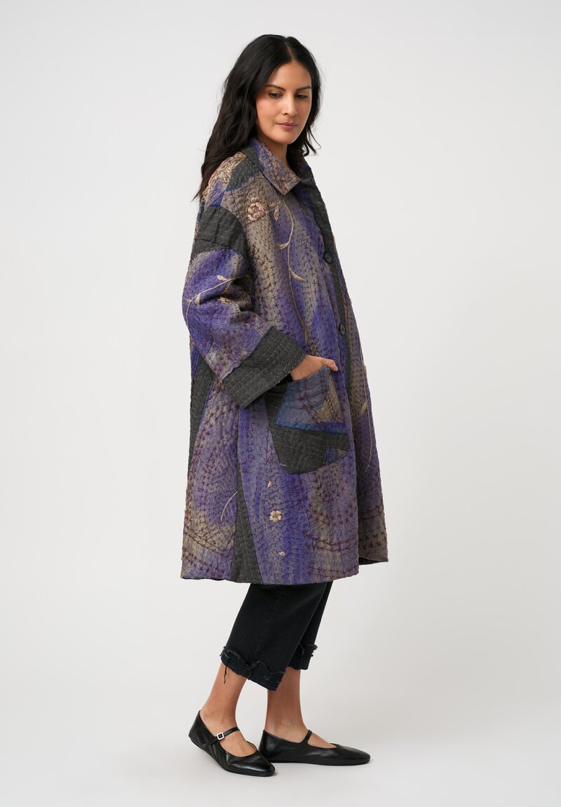 By Walid Antique Silk Blend Wadded Georgina Kimono Coat