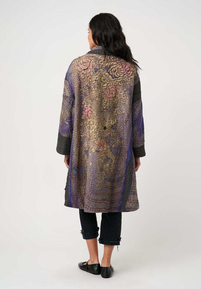 By Walid Antique Silk Blend Wadded Georgina Kimono Coat
