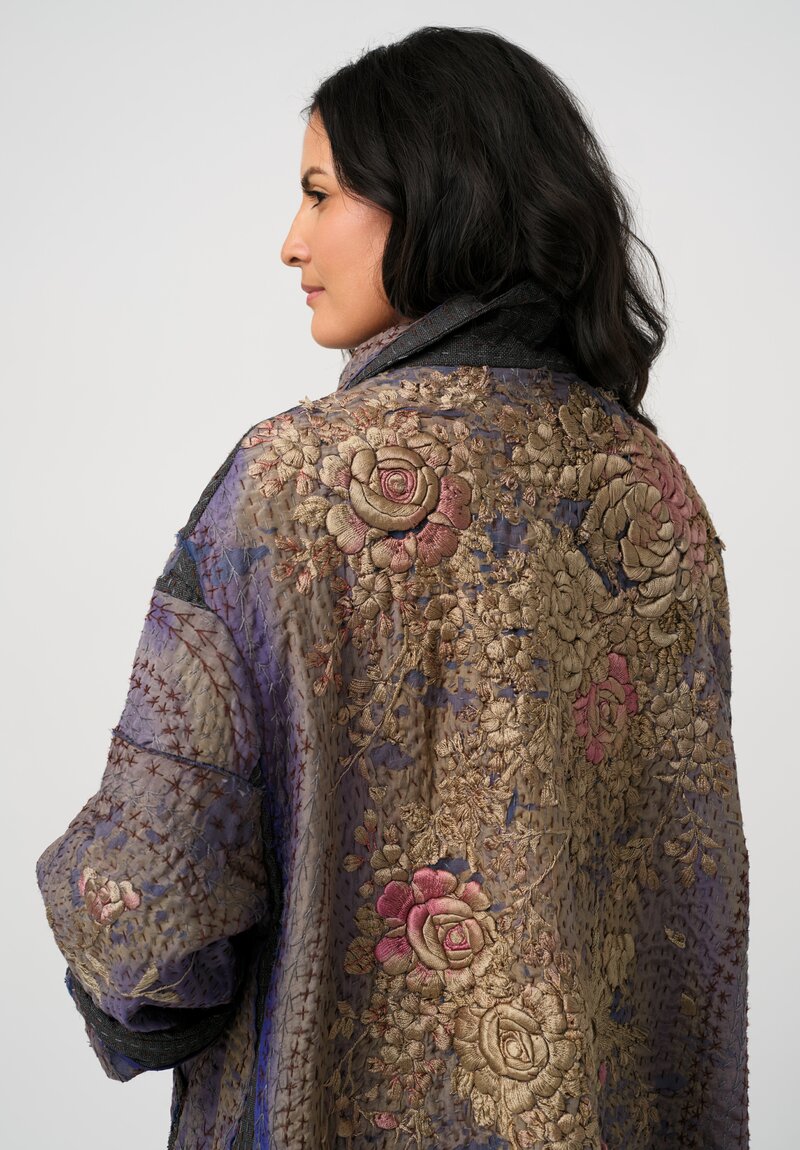 By Walid Antique Silk Blend Wadded Georgina Kimono Coat