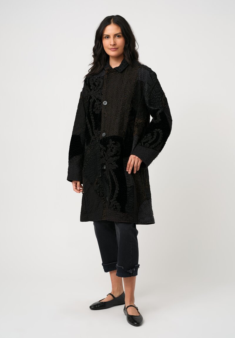 By Walid Antique Silk Dark Victorian Duster Coat