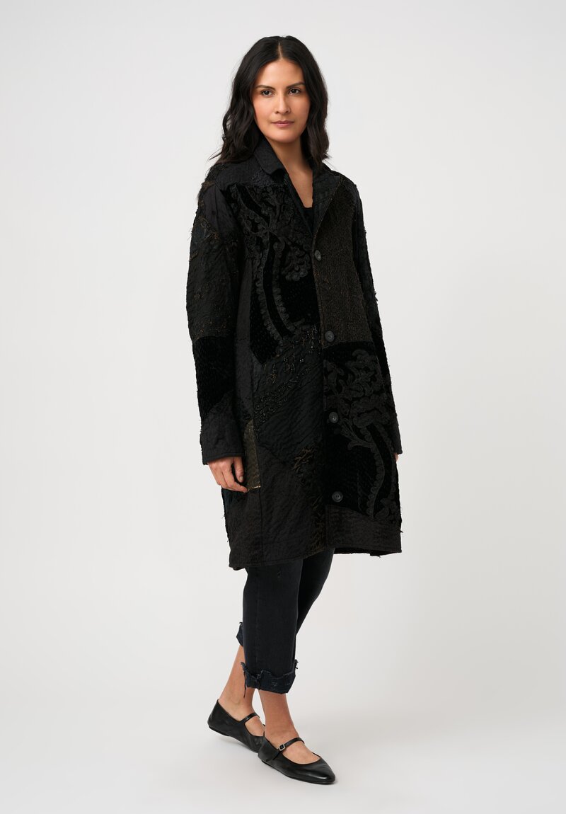 By Walid Antique Silk Dark Victorian Duster Coat