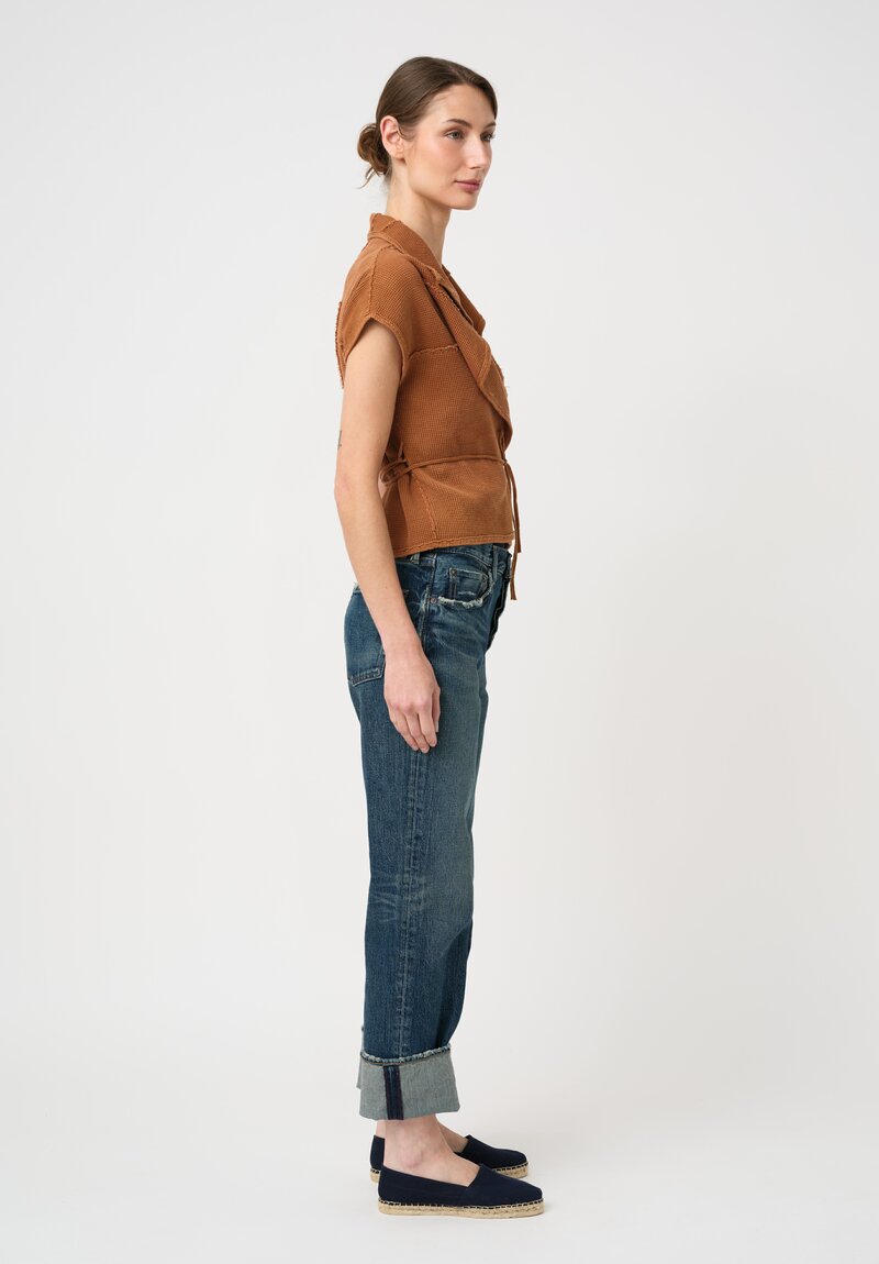 Alabama Chanin Cotton Natural Dyed Zero Waste Waffle Knit Wrap Cardigan