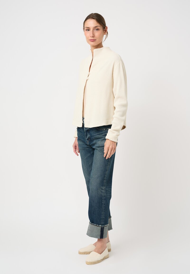 Alabama Chanin Cotton Zero Waste Waffle Knit Sweatshirt Cardigan