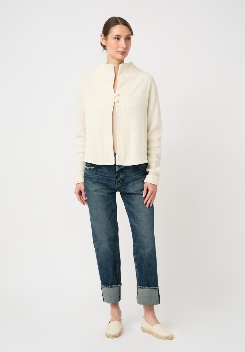 Alabama Chanin Cotton Zero Waste Waffle Knit Sweatshirt Cardigan