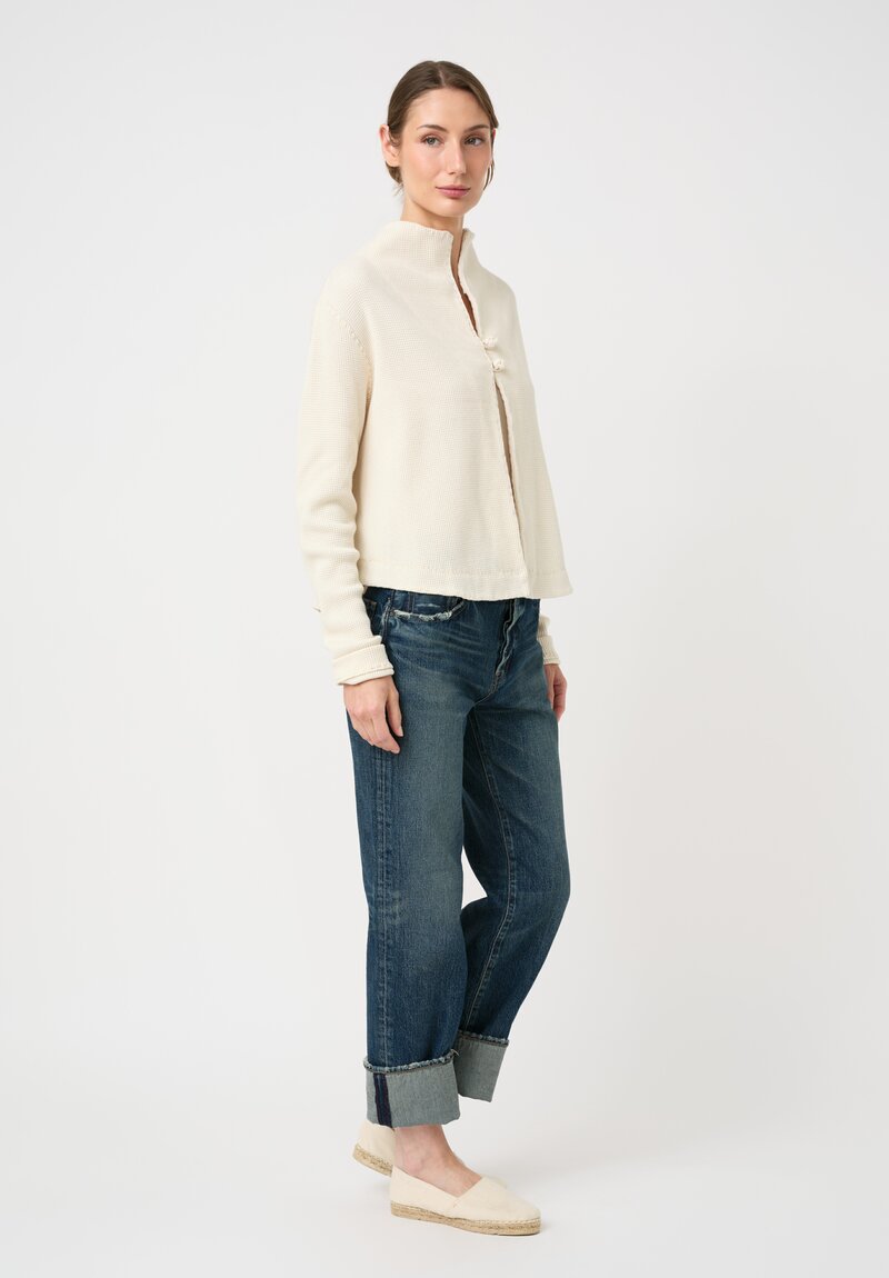 Alabama Chanin Cotton Zero Waste Waffle Knit Sweatshirt Cardigan
