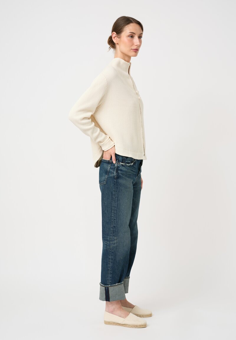 Alabama Chanin Cotton Zero Waste Waffle Knit Sweatshirt Cardigan