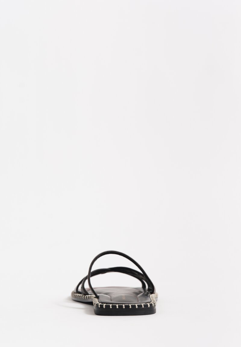 Dries Van Noten Hand-Painted Perforated Leather Slip On Sandal in Tan Brown