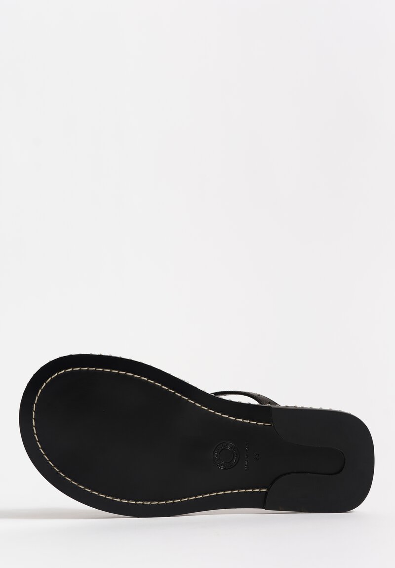 Dries Van Noten Hand-Painted Perforated Leather Slip On Sandal in Tan Brown