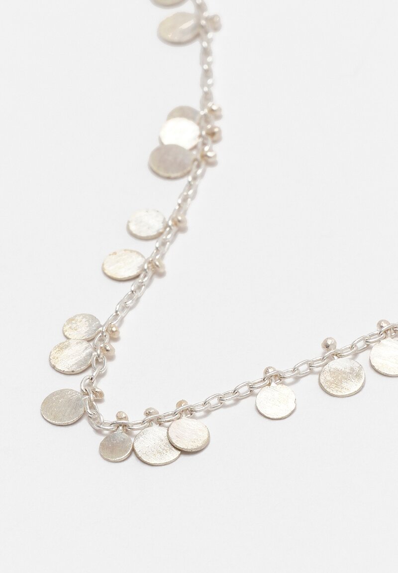 Sia Taylor Sterling Silver Hammered Random Dots Long Chain Necklace