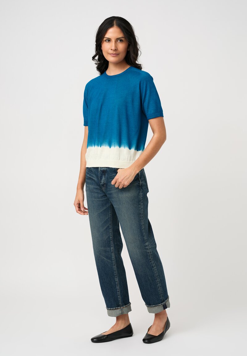 Suzusan Boushi Somewake Shibori Short Sleeve Sweater