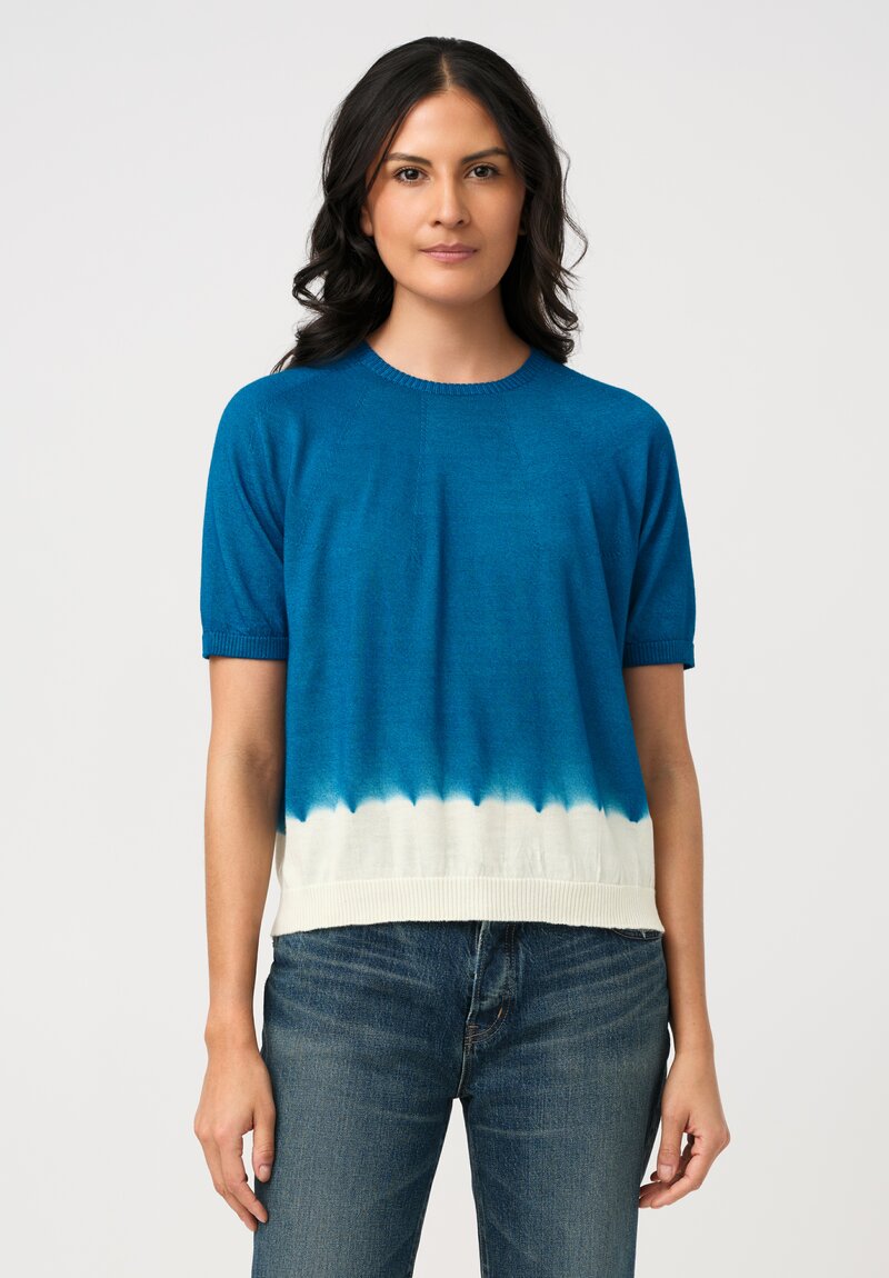 Suzusan Boushi Somewake Shibori Short Sleeve Sweater
