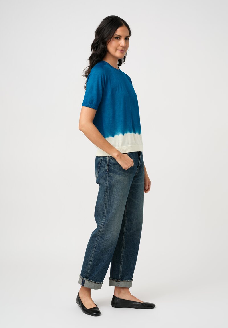 Suzusan Boushi Somewake Shibori Short Sleeve Sweater