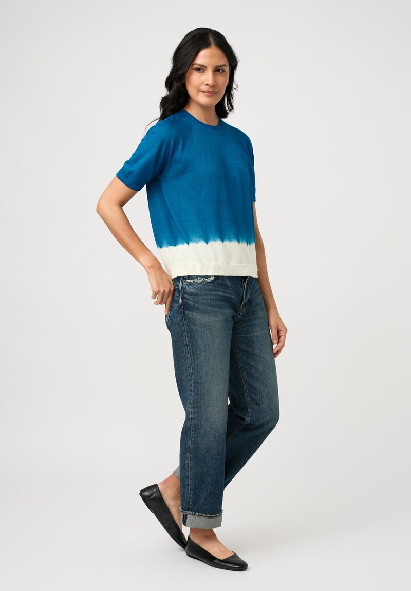 Suzusan Boushi Somewake Shibori Short Sleeve Sweater