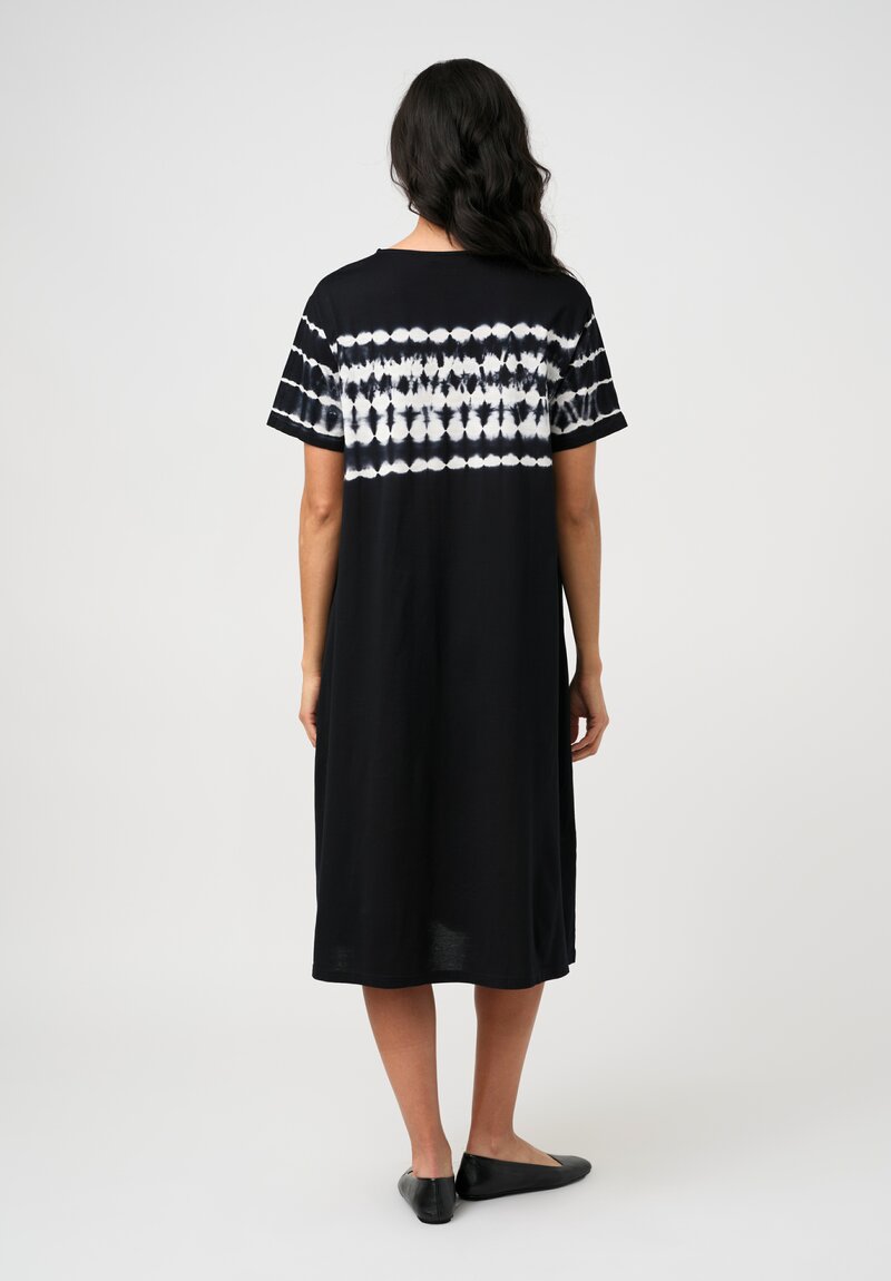 Suzusan Giza Cotton Jersey Nuisuji Shibori River Short Sleeve Dress
