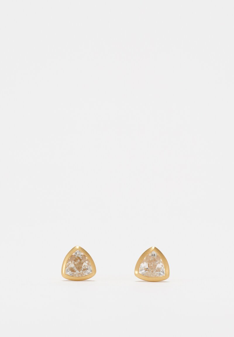 Kimberly Collins 18K Trillion Cut White Zircon Post Earrings