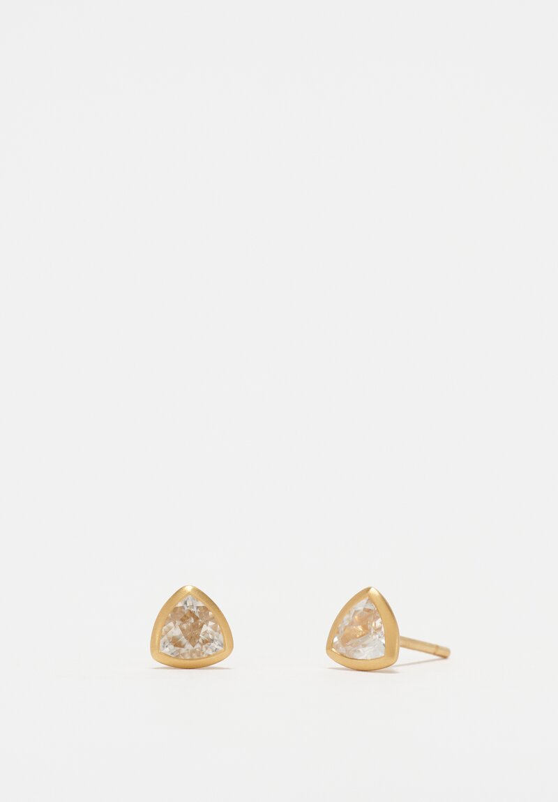 Kimberly Collins 18K Trillion Cut White Zircon Post Earrings