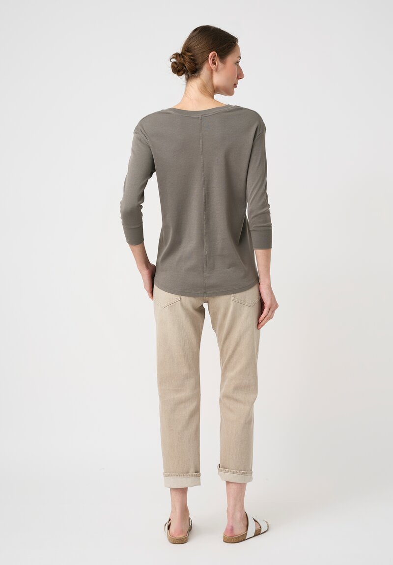 Lauren Manoogian Pima Cotton Ribbed Scoop Neck Tee in Fatigue Olive