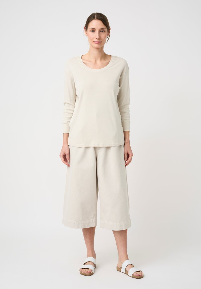 Lauren Manoogian Pima Cotton Ribbed Scoop Neck Tee in Greige Cream