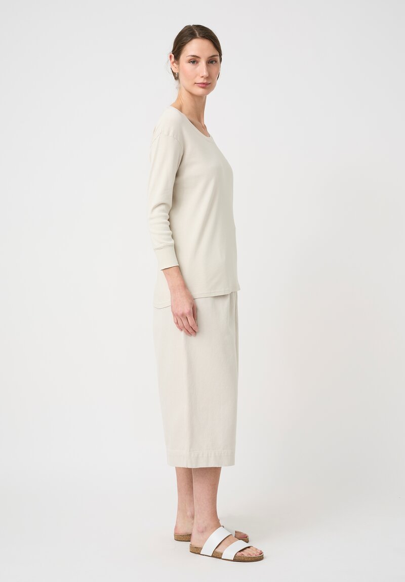 Lauren Manoogian Pima Cotton Ribbed Scoop Neck Tee in Greige Cream